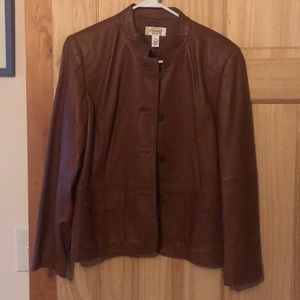 Cognac faux leather jacket from Talbots NWOT